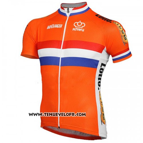 2016 Maillot Ciclismo Pays Bas Orange et Bleu Manches Courtes et Cuissard